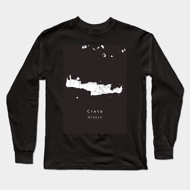 Crete Greece Island Map Long Sleeve T-Shirt by Robin-Niemczyk